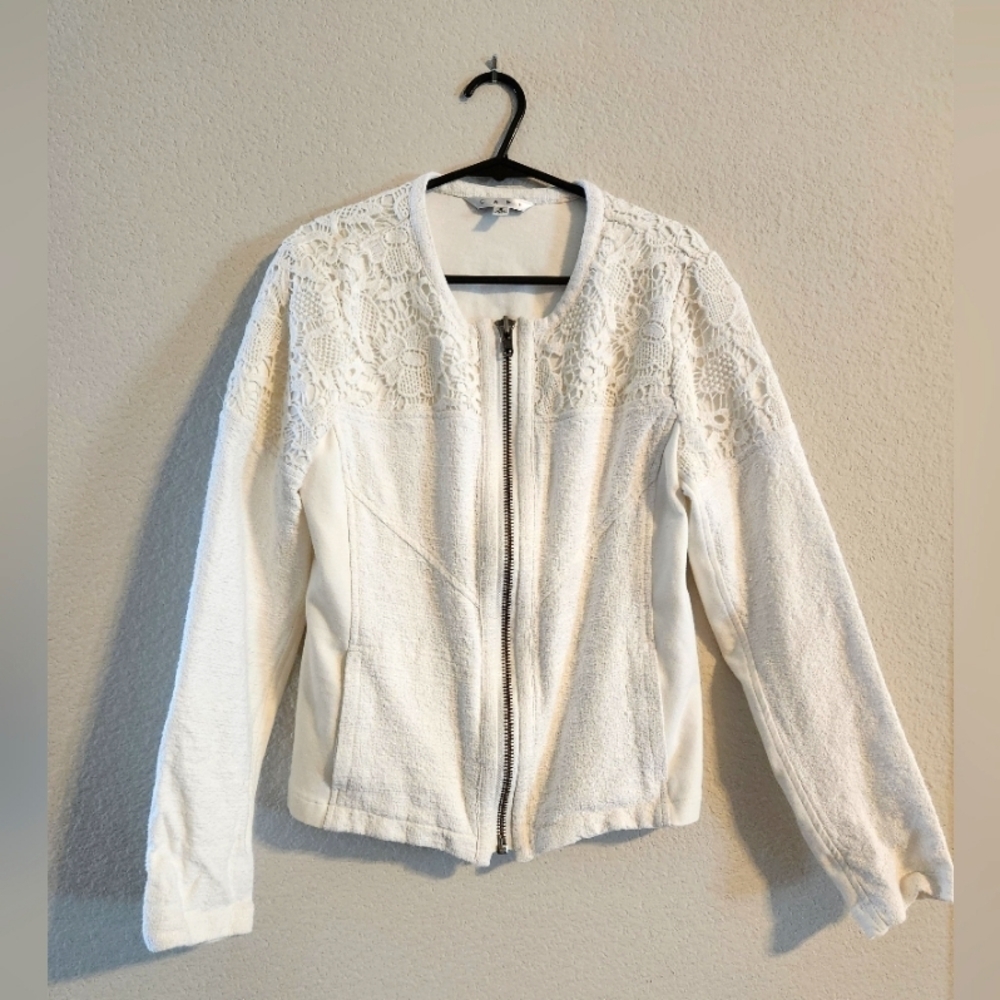 Cabi white flower pattern jacket size Small